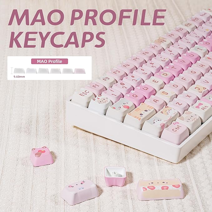ZORNHER ZH100 Wireless Cat Mechanical Keyboard,98% Pink Cute Creamy Keyboard with Number Pad,Full Size Hot-Swappable Kitty Gaming Keyboard,Meow Meow Squad Keycaps,Clicky Blue Switches,RGB Backlit