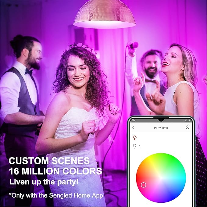 Sengled Smart Bulb, 100W Equivalent WiFi Color Changing Light Bulb, 1500LM Extra Bright Smart Light Bulb That Work with Alexa Google, Dimmable A19 Multicolor Alexa Bulb,CRI>90, No Hub Required, 4-Pack