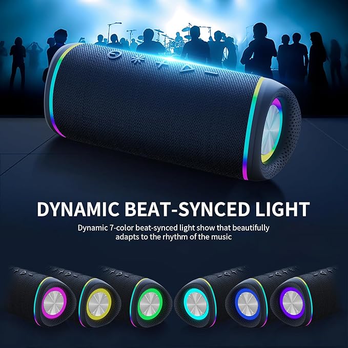 Bluetooth Speaker - HD Sound, IPX5 Waterproof, Up to 20H Playtime, TWS Pairing, BT 5.3, Portable Wireless Speaker for Home, Party, Beach & Outdoor, Black
