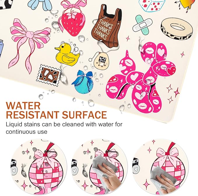 L-SPOUTTO Cute Desk Mat for Keyboard and Mouse,XXL Large Mouse Pad Non-Slip Keyboard Pad Waterproof Desktop Mat for Laptop Computer Work Game Home Office-Cartoon