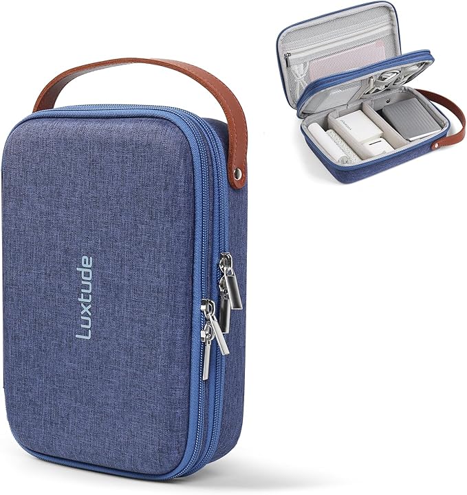 Luxtude Electronic Organizer Travel Case, Double Layer Tech Organizers, Hard Shell Zipper Case for Electronics, Travel Essentials, Blue (External Size 8.5 x 5.9 x 3.1 Inch)