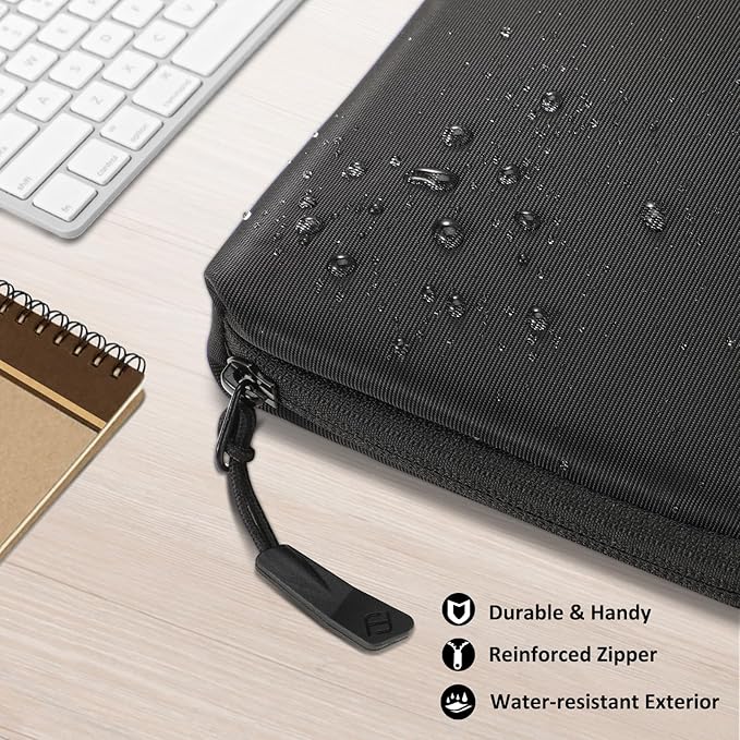 FINPAC Hard Laptop Sleeve with Accessory Pouch Compatible with 15.3 inch MacBook Air M5/M4/M3/M2 (2026-2023), 16.2 inch MacBook Pro M5/M4/M3/M2 Pro/Max, Waterproof Case for Surface Laptop/Book, Black