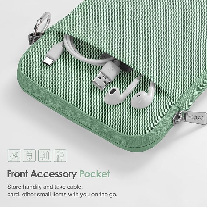 MoKo Padded Ereader Sleeve Case for 6-7 inch Tablet Bag, Compatible with 7" eReader Colorsoft Signature Edition 2024, 6" Kobo, 6" Nook, Dark Green