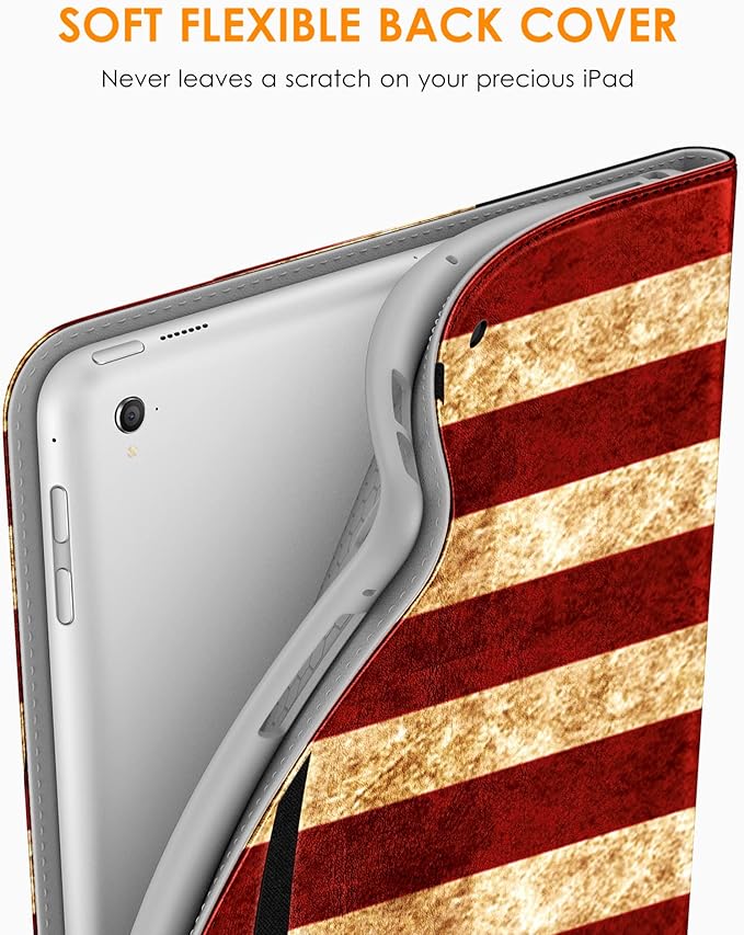 DTTO for iPad 9.7 Inch 5th/6th Generation 2018/2017 Case with Apple Pencil Holder, Premium Leather Folio Stand Cover Case for Apple iPad 9.7 inch, Also Fit iPad Pro 9.7/Air 2/Air - US Flag