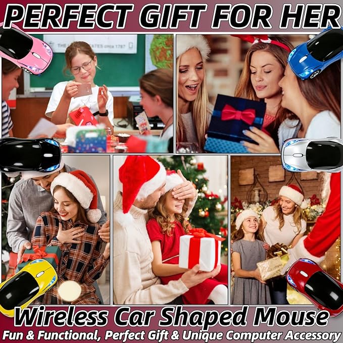 Black Wireless Mouse，Mini Car Computer Mouse，1600DPI 2.4G with USB Receiver, Ergonomic Cute Computer Mice for Laptop, PC, Windows, Mac OS (Black)