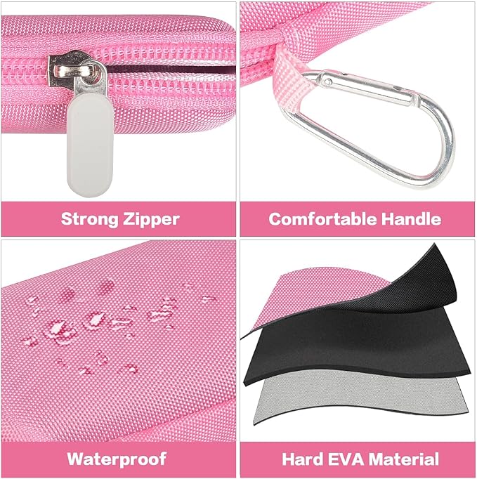 GWCASE Hard Case for SanDisk Extreme Portable SSD 1TB 2TB 4TB 8TB 500GB, External for Solid State Drive Travel Carrying Holder with Mesh Pocket for USB Cables & SD Cards (Bag Only)-Pink