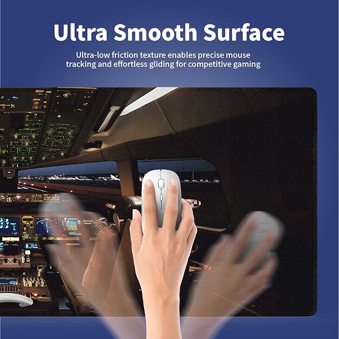 Extra Large Gaming & Office Mouse Pad (31.5" x 11.8") – Airplane Cockpit for Boeing 777 Enthusiast, Premium XXL Desk Mat with Durable Stitched Edges
