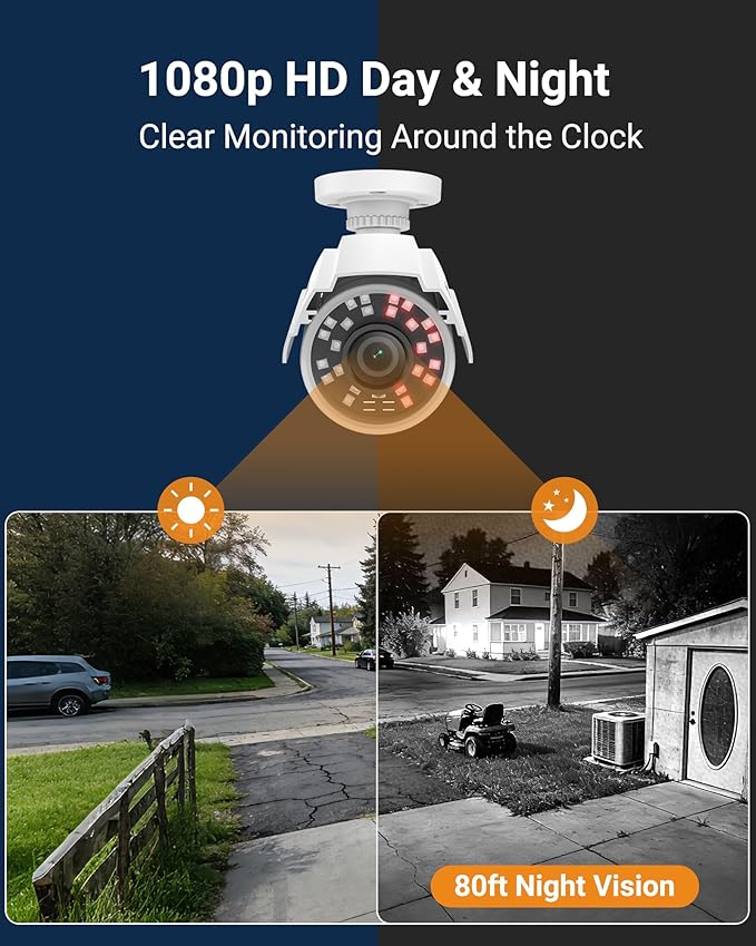 Anlapus 1080P HD Hybrid 4-in-1 Security Camera Outdoor, Night Vision, IP66 Weatherproof, TVI/CVI/AHD/CVBS CCTV Bullet Camera for 1080P/5MP/4K Analog Surveillance DVR System