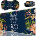 Durable Desk Mat + Wrist Rest Pad + Coasters Set, Large Gaming Office Mouse Pad 31.5 "x 11.8", Extended Non-Slip Rubber Keyboard Pad, Laptop & Home, Christian Psalm 46-10