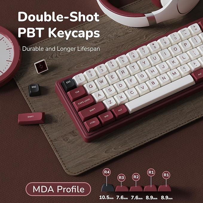 RK ROYAL KLUDGE R65 Wired Mechanical Keyboard with Volume Knob, 60% Percent RGB Backlit Gaming Keyboard Gasket Mount with PBT Keycaps, MDA Profile, QMK/VIA, 66 Keys Hot Swappable Light Switch, Red