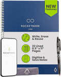 Rocketbook Core Reusable Smart Notebook, Lined Pages For School, Work and Creative Projects, Letter Size 8.5x11, Blue - Premium