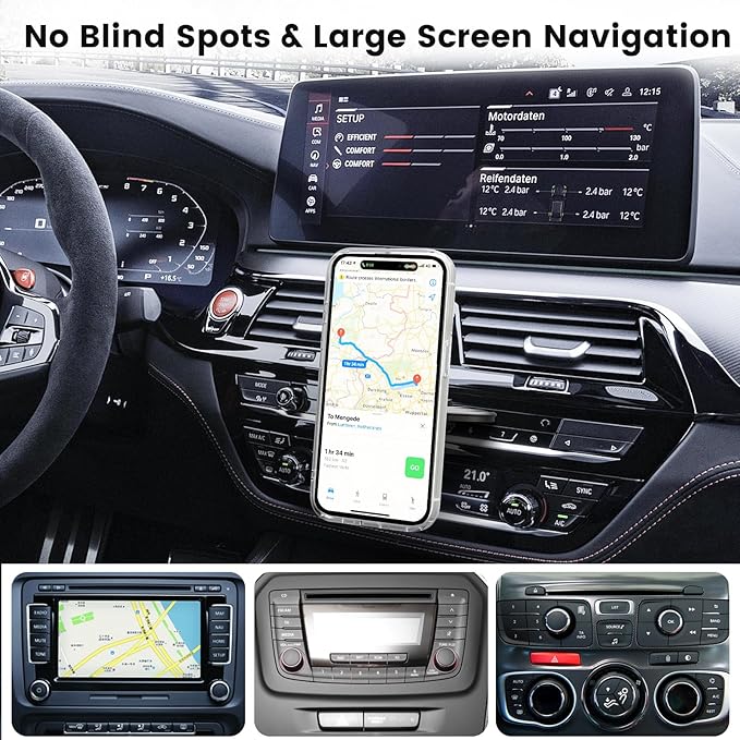 OHLPRO 15W Magsafe Car Mount Charger for iPhone 17, Fast Wireless Charging Magnetic CD Slot Holder with 3M Adhesive Base for Dashboard, Aluminum Shell, Compatible with iPhone 16 15 14 Series, Jetblack