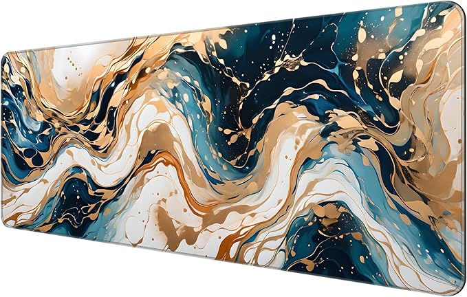 Thin Extended Gaming Mouse Pad （31.5 * 11.8 * 0.08 inch） with Stitched Edges Large, Long XXL Keyboard and Mouse pad Desk Mat for Gaming Office & Home - Art 1