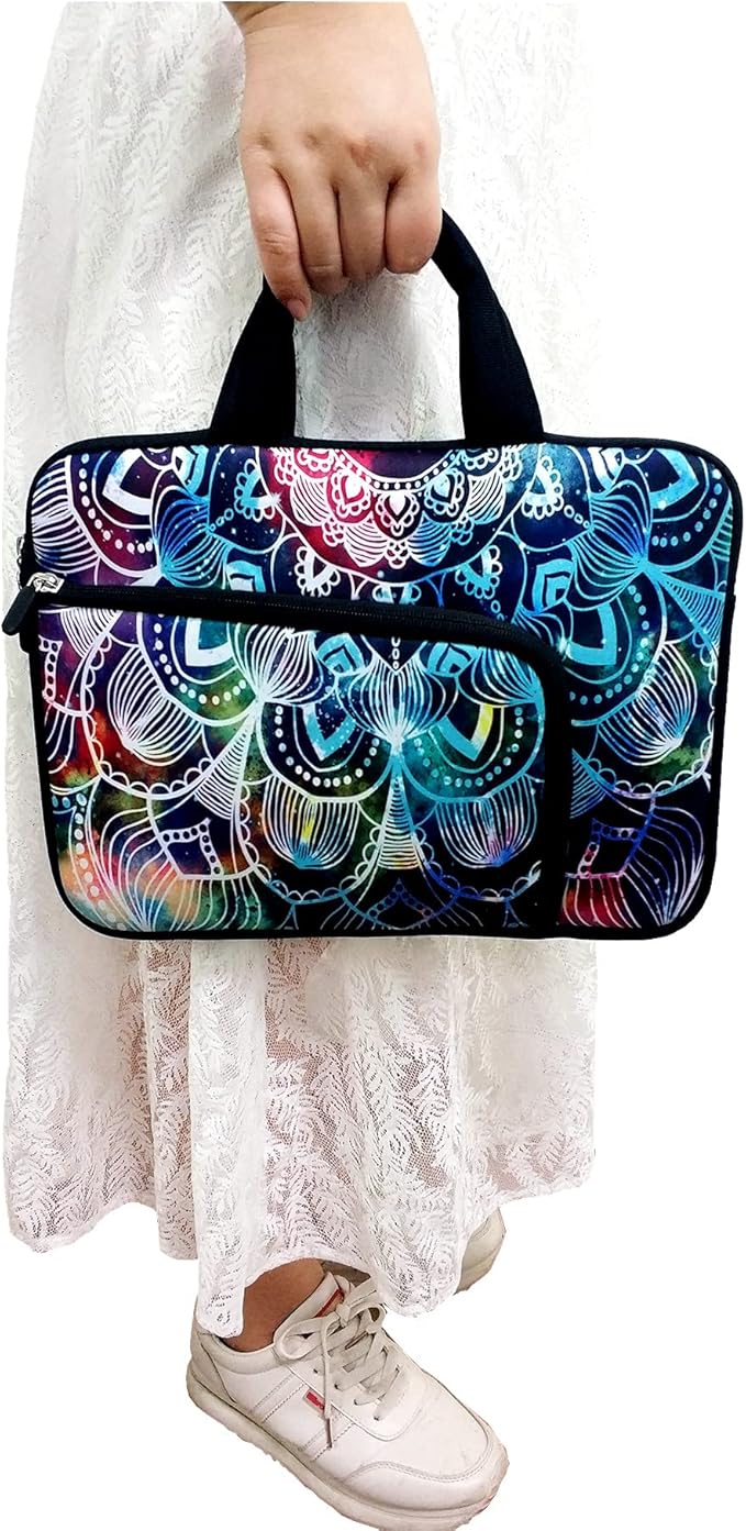 11 11.6 12 12.1 12.5 inches Laptop Sleeve Chromebook Case Ultrabook Case Notebook Sleeve PC Messenger Bag Tablet Case Neoprene Handle Sleeve for Adult Men Women, Two Pockets (Mandala)