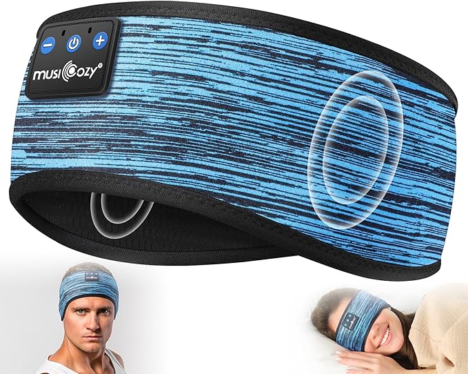 MUSICOZY Sleep Headphones Bluetooth 5.4 Headband, Wireless Music Sleeping Mask Headphones Earbuds Earphones Sweatproof for Women Mom Sports Workout Running Jogging Yoga Cool Gadgets Unique Gifts
