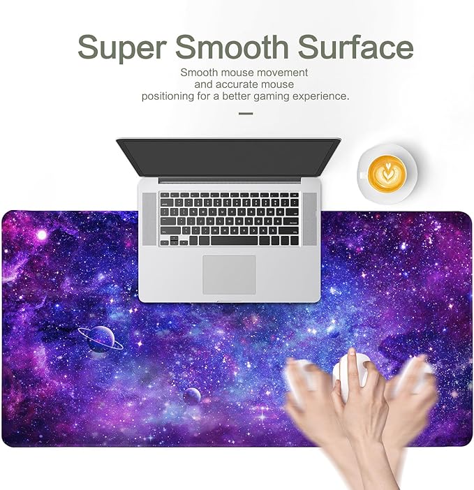 Cyberpunk Space Large Gaming Mouse Pad, Purple Cyberpunk Universe Mouse Pad Cyberpunk Planet Cosmic Desk Mat Anime Desk Pad Mousepad XXL Extended Keyboard Mat Mouse Mat, Waterproof, 31.5x15.7 in