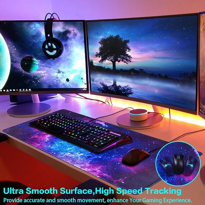 Canjoy Gaming Mouse Pad, 31.5x15.7inch Large Extended Mousepad Big Computer Desk Mat for Keyboard and Mouse Full Desk Mouse Mat with Non-Slip & Rubber Base