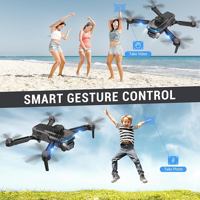 4K Drones with Camera for Kids,Drones for Adults withEmergency Stop, Headless Mode, 360° Flips, CarryingCase & 2 Batteries,Wireless RC Toys for Boys Girls(Black)