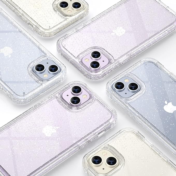 Diaclara Designed for iPhone 14 Case, Full Body Rugged Case with Built-in Touch Sensitive Anti-Scratch Screen Protector, with Camera Lens Protector for iPhone 14 6.1" (Clear Glitter)