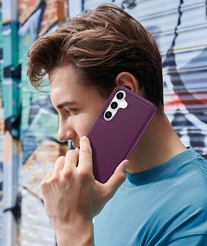 FNTCASE for Samsung Galaxy S25-Plus Case: S24-Plus Dual Layer Heavy Duty Phone Protective Cover Shockproof Rugged with Non-Slip Textured - Military Drop Protection Bumper - 6.7 inch (Burgundy Purple)