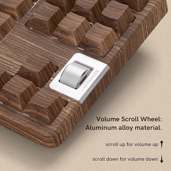 Womier Retro Wired TKL Mechanical Keyboard with Volume Wheel,75% Percent RGB Backlit Gaming Keyboard,Hot Swappable with PBT keycaps,Pre-lubed Stabilizer for Mac/Win,Wood Pattern Theme