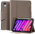 for iPad mini 7 (A17 Pro) 2024 iPad mini 6th Generation 2021 with Pencil Holder,Smart Leather Cover with Buckle, Protective, Auto Wake/Sleep, Adjustable Stand, Multiple View Angles,Gray Brown