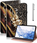 Case for iPad Pro 11 Inch (M5/M4) 2025/2024, PU Leather Tablet Cases Flip Folio Multi-Angle Viewing Stand Protective Cover with Card Slots - Metallic Flower