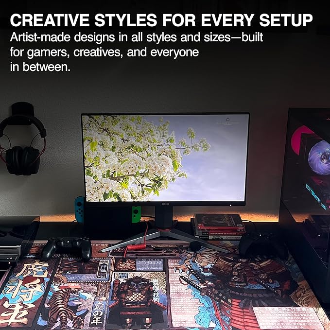 MPCO. Original Large Gaming Desk Mat – 36" x 17" Duraglyde Masterpiece Taimuzu Full Desk Mouse Pad for Smooth Precision – Non-Slip, Washable Extra-Large PC Mouse Pad for Gaming Sessions