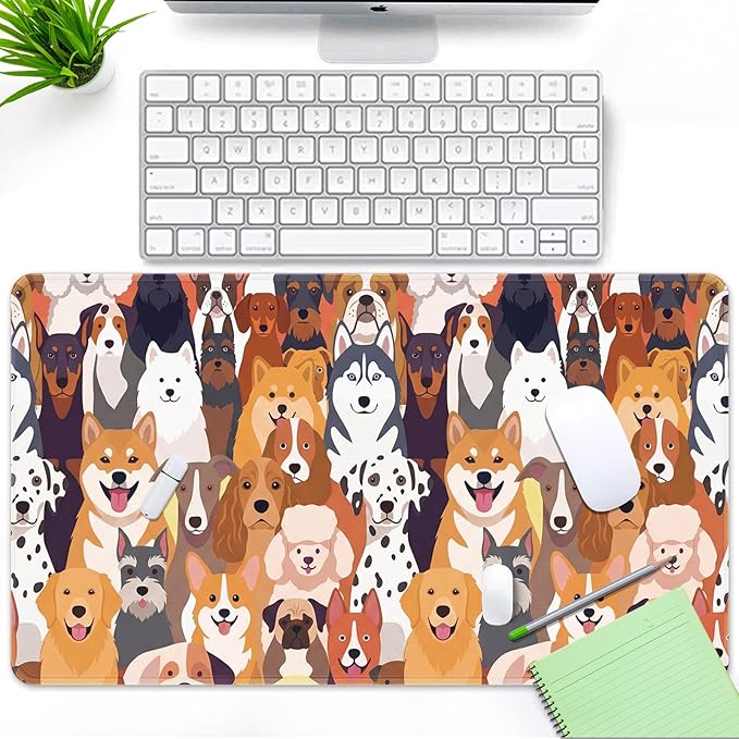 Britimes Large Gaming Mouse Pad Cute Dog Non-Slip Desk Pad Keyboard and Mouse Desk Mat for Gamer, Office & Home, 31.5 x 15.7 in