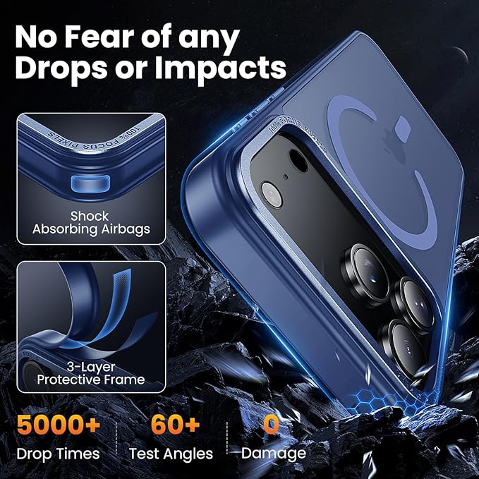 for iPhone 17 Pro Max Case with 2X Screen Protectors [Compatible with MagSafe] Military Grade Drop Protection Skin Feeling Cover Shockproof Slim Fit iPhone 17 Pro Max Phone Case 6.9 inch,Blue