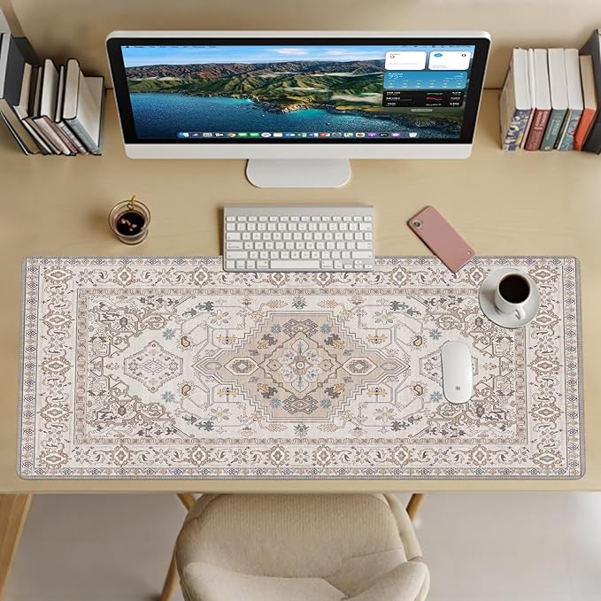 Baziabbo Desk Mat,XXL Extended Large Mouse Pad,Gaming Mousepad with Stitched Edge,Non-Slip Rubber Base Keyboard Desk Pad for Home Office Study Game