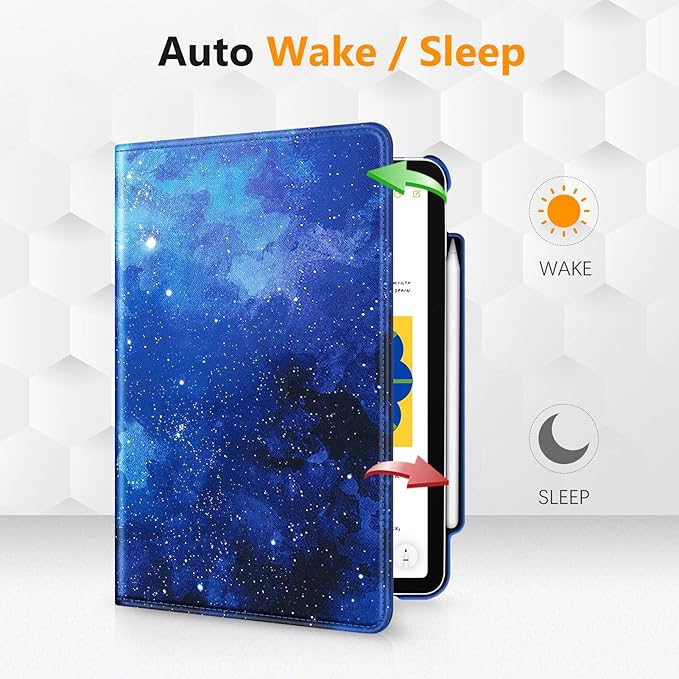 Fintie Rotating Case for iPad Air 11-inch M4/M3/M2 (2026/2025/2024), iPad Air 5th (2022) / 4th Generation 10.9 Inch - 360 Degree Rotating Protective Stand Cover with Pencil Holder, Starry Sky
