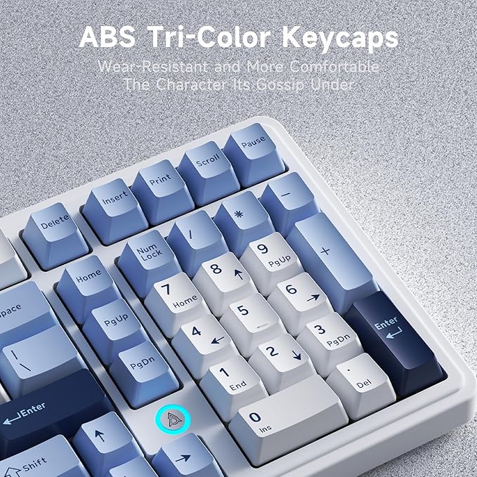 NACODEX AK980 Wired Mechanical Gaming Keyboard, 98% Gasket Hot Swappable Keyboard with RGB Backlit, PBT Keycaps, Five-Layer Padding, 101 Keys Gaming Keyboard, White Blue