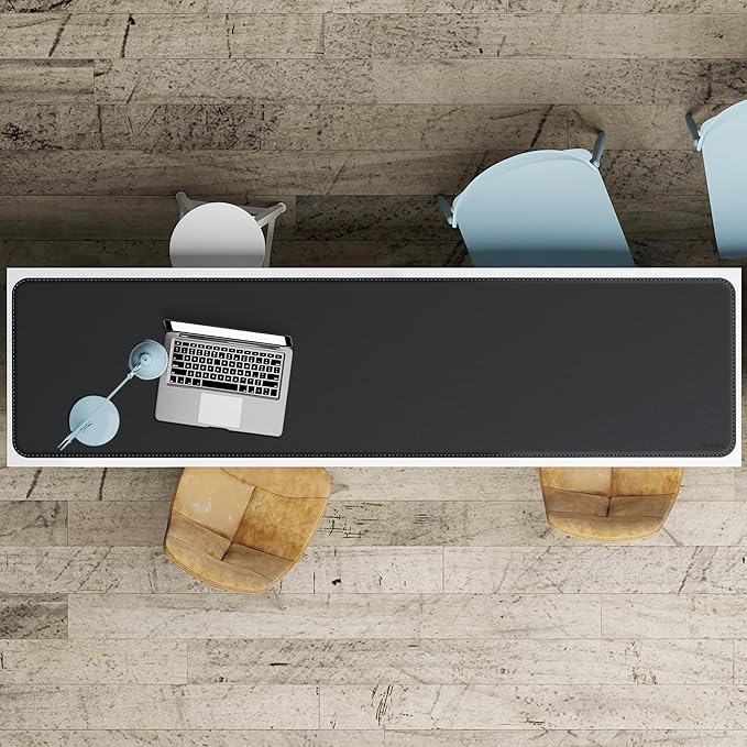 CENNBIE Leather Desk Mat Protector, XXL 78.7" x 19.6" Extra Large Leather Office Desk Pad Mat for Full Desk, Computer Desk Mat on top of desks - Oversized Large Mouse Pad (Black)