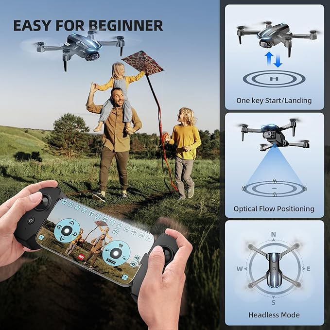 Drone with Camera for Adults Beginners Kids, Fun 1080P Foldable Mini Drone for Exciting Indoor Outdoor Play, RC Quadcopter with 2 Batteries, One Key Start, Easy to Fly, Altitude Hold, 3D Flips