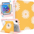 Uppuppy for iPad Air 11 inch Case, Air 5th/4th Generation 10.9, Pro 11'' Case Women Girls for Apple Pencil Holder Girly Cute Yellow Flower Rotating Folio Cover for iPad Air 5/4 (2022/2020)/Pro 11"