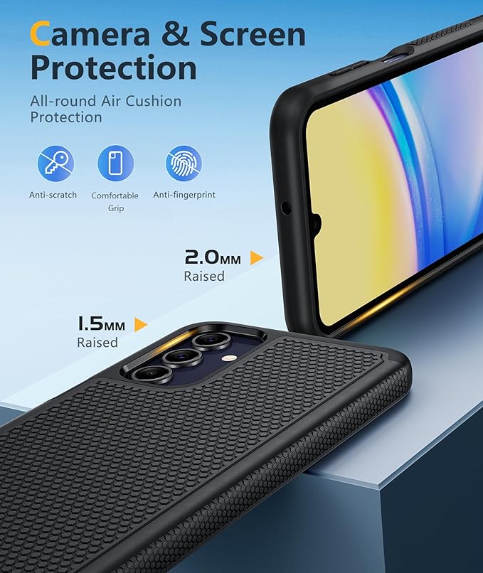 FNTCASE for Galaxy A15-5G Phone Case - Samsung A15 5G Magnetic Cover [Fit for Magsafe] with Screen Protector, Anti-Slip Textured, TPU+PC Dual Layer Shockproof, Military Grade Drop Protection (Black)