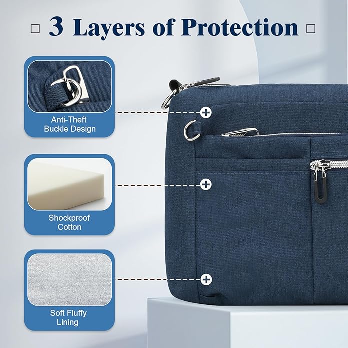 TiMOVO 9-11 Inch Tablet Sleeve Bag for iPad 11-inch A16 2025, Galaxy Tab A9 Plus 11", Anti-Theft Deisgn & Shoulder Strap