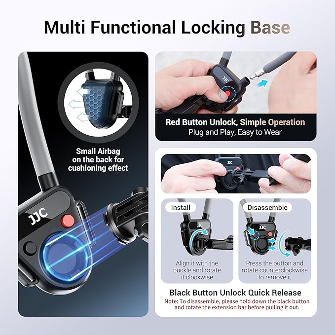 JJC Magnetic Neck Mount for Phone & Action Camera, POV Neck Holder for iPhone 17-12 Series Android Phones Gopro Insta360 with Quick Release & Angles Adjustment for Content Creating Video Filming