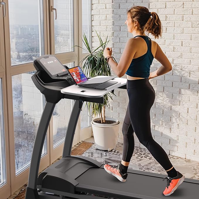 Treadmill Desk Attachment, Universal Laptop Desk for Walking Treadmill, Ergonomic Workstation for Home Office Walking Pad, Notebook/Tablet Stand for Handlebars up to 36", Walk While You Type！- White