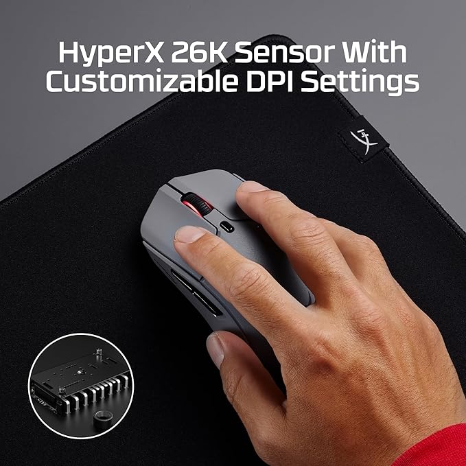 HyperX Pulsefire Haste 2 Pro 4K Wireless Gaming Mouse for PC, 4k Polling, Rechargeable 90 Hour Battery, Lightweight 61g, 26K Sensor, 2.4GHz, Bluetooth, Slate Grey