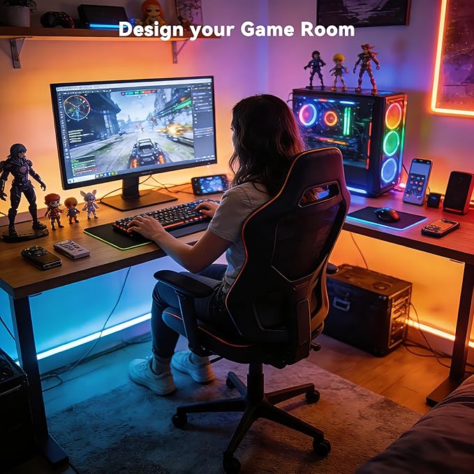MIWISE RGB COB LED Strip Light, UL-Listed Music Sync Color Changing Dimmable Super Bright LED Lights, Multicolor Flexible Tape Light with RF Remote/App Control, for Bedroom, Party DIY Decor, 32.8ft