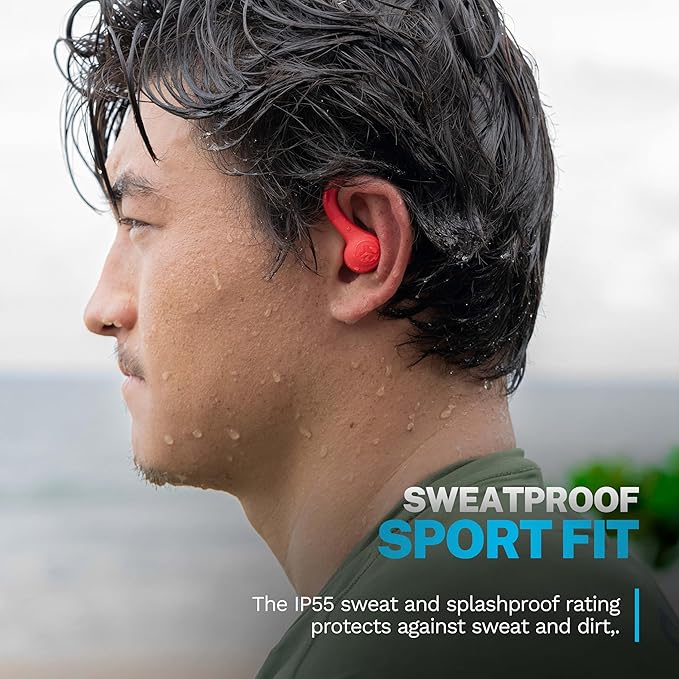 JLab Go Sport+ Wireless Workout Earbuds Featuring C3 Clear Calling, Secure Earhook Sport Design, 35+ Hour Bluetooth Playtime, 3 EQ Sound Settings, and IP55 Sweat Resistance (Coral)