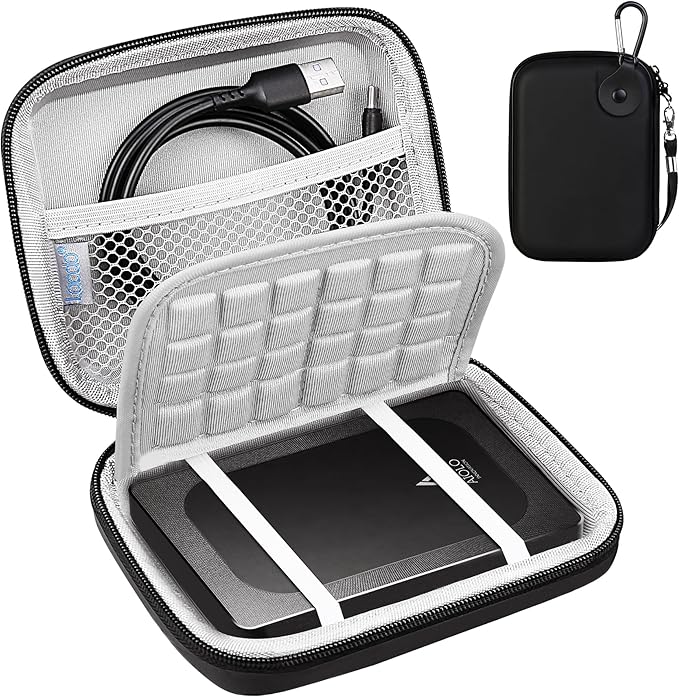 Lacdo Hard Drive Carrying Case for Aiolo Innovation External Hard Drive Ultra Slim Portable HDD 1TB 1.5TB 2TB 4TB 5TB 320GB 500GB 750GB USB 3.0 HDD Hard EVA Protective Storage Travel Bag, Black