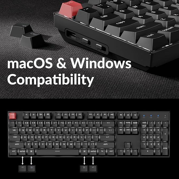 Keychron K10 Version 2 Full Size 104 Keys Bluetooth Wireless Mechanical Gaming Keyboard for Mac Windows Super Brown Switch White LED Backlight/USB C Wired Computer Keyboard