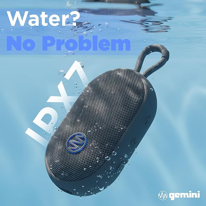 Gemini Mini Bluetooth Speaker - Small Portable Waterproof with Carabiner, Compact Travel Design, IPX7 Shower Proof, 12Hr Battery, TWS Pairing for Outdoors, Beach, Hiking (BEATORB)