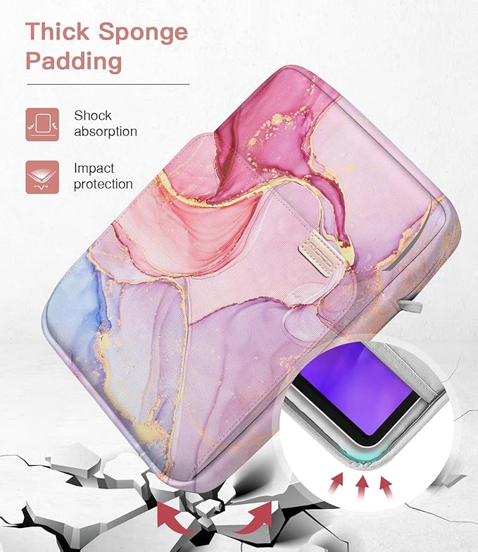 MoKo 9-11 Inch Tablet Sleeve Bag Handle Carrying Case with Shoulder Strap Fits iPad Pro/Air/A16 11 inch,iPad 10th 10.9,i-Pad 9/8/7th 10.2,iPadAir 5/4th 10.9,i-Pad 9.7,Tab S8/S9 11", Cloudy Pink