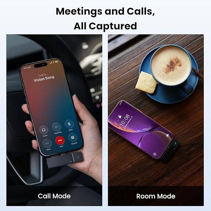 HiDock P1 mini AI Voice Recorder: Smart Voice Recorder Work with Wireless Earbuds for Meeting Lectures Calls BlueCatch Tech Digital Audio Recorder Transcription Summary HiNotes APP Control 32GB