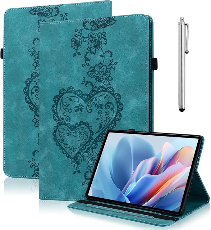 Case for iPad (A16) 11th Generation 11 Inch (2025), iPad 10th Generation 10.9 Inch (2022), Embossed PU Leather Case with Elastic Band, Pencil Holder & Card Slots - Green