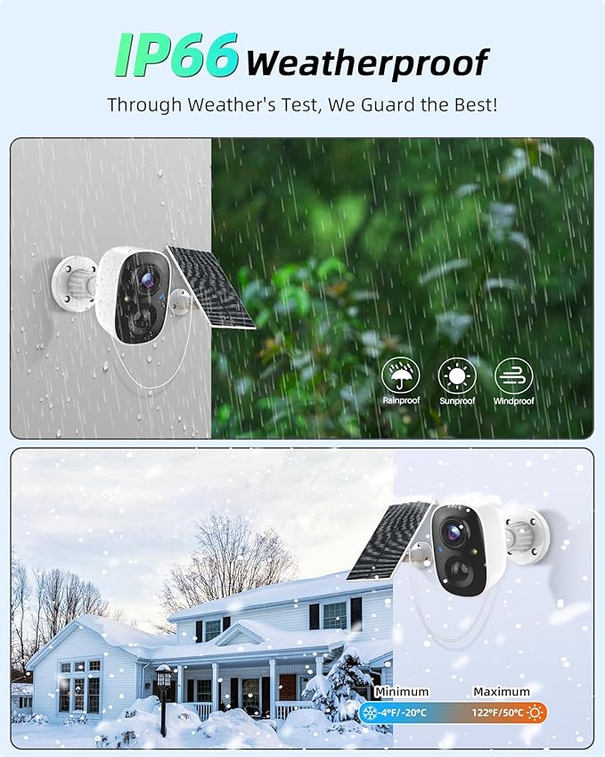 MaxiViz Solar Camera Outdoor Wireless, 2.4GHz Wi-Fi Security Camera with AI Motion Detection, Cameras for Home Security with 2K Color Night Vision, Two-Way Talk, IP66 Weatherproof, Cloud/SD Storage